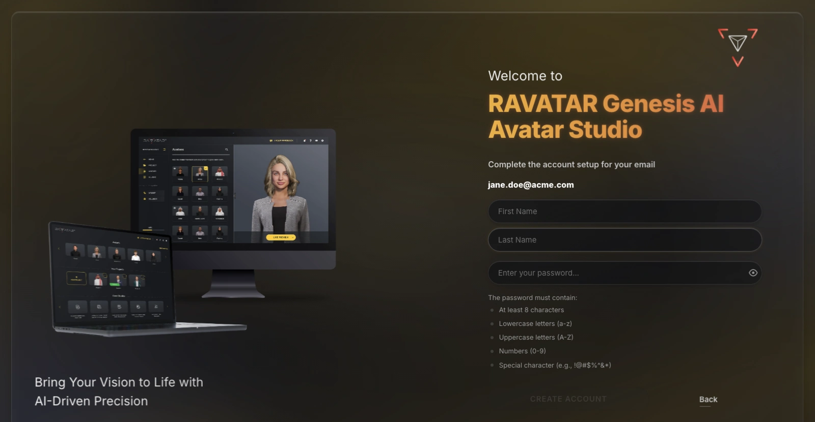 Genesis Studio AI avatar generator account data fields