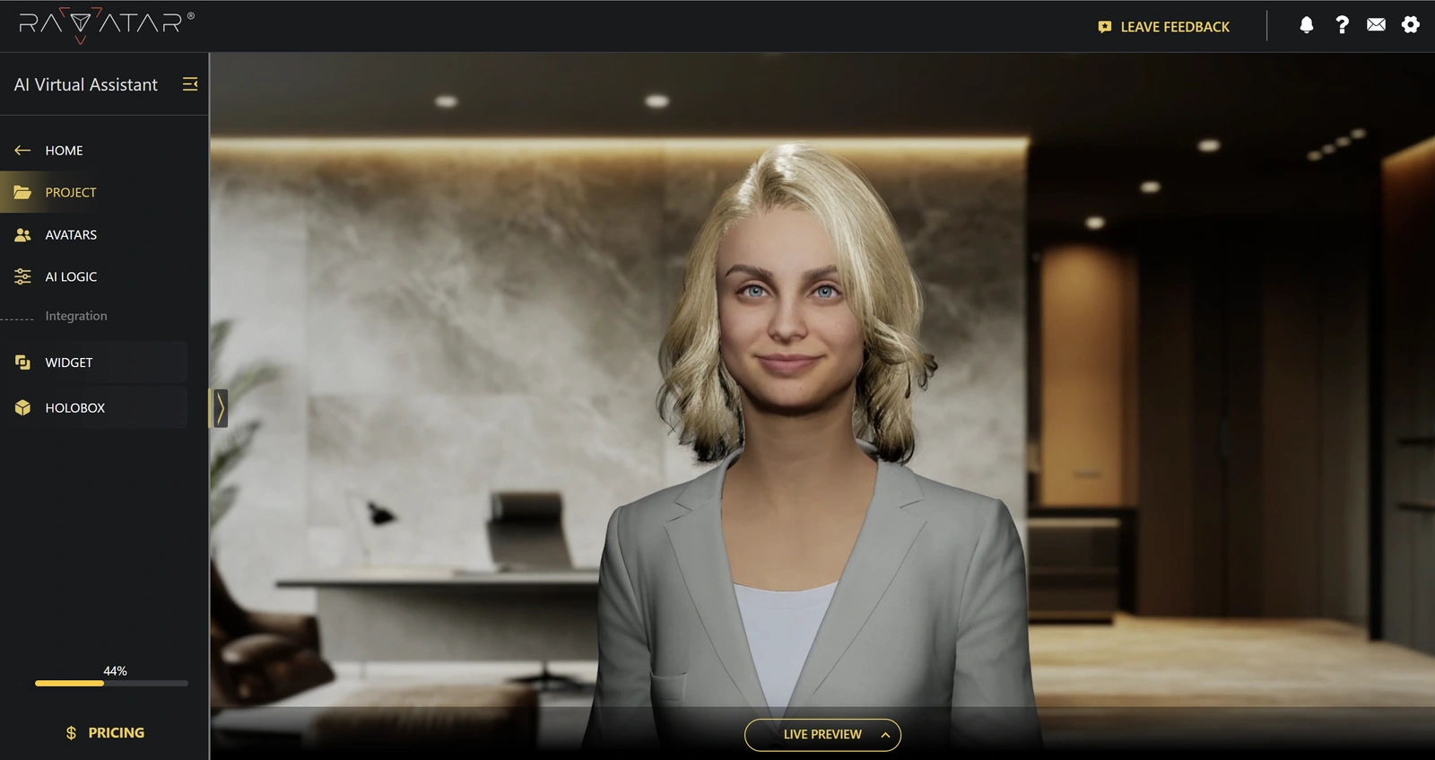 Genesis Studio AI avatar preview full width display
