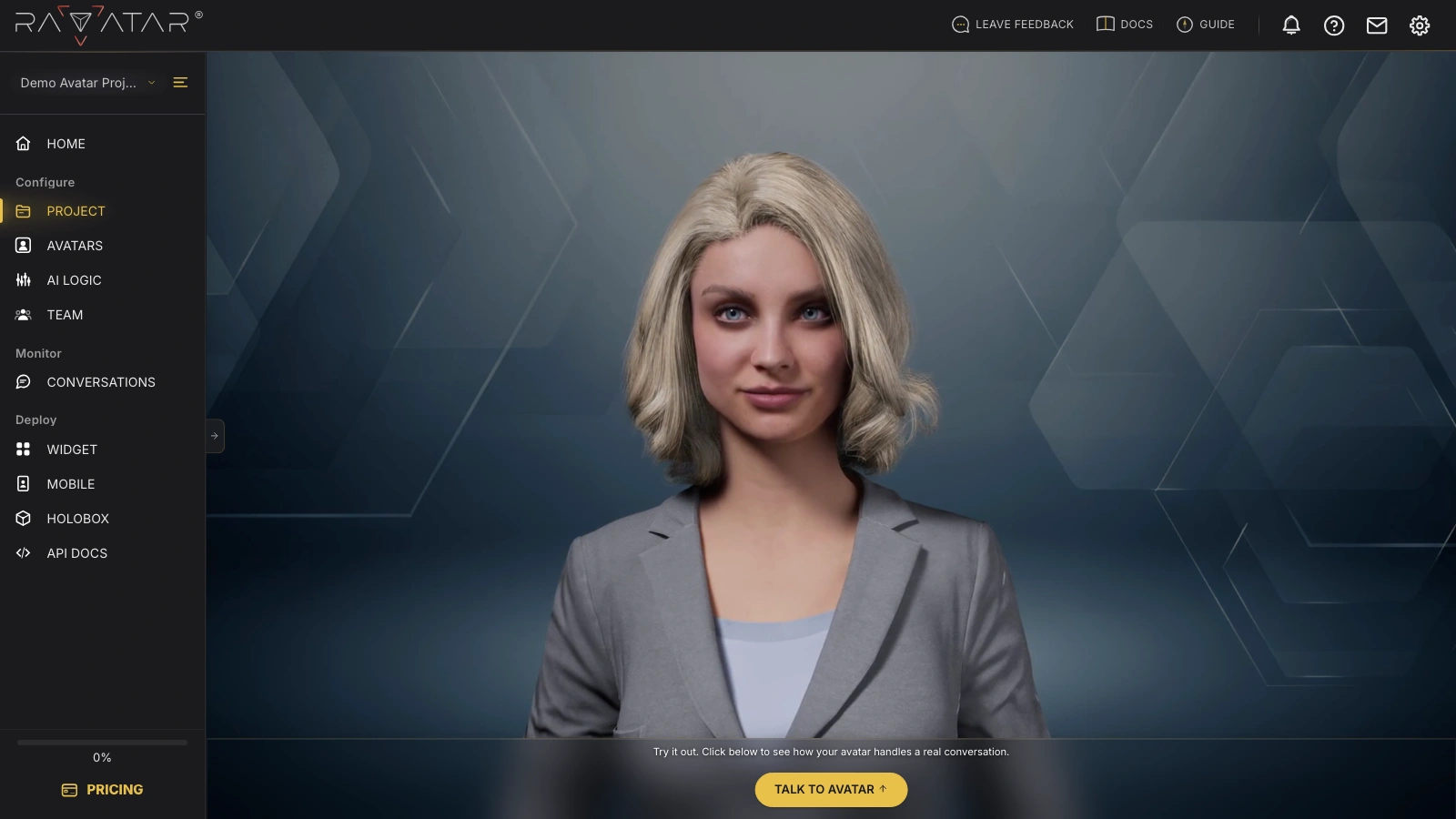 Genesis Studio AI avatar preview full width display
