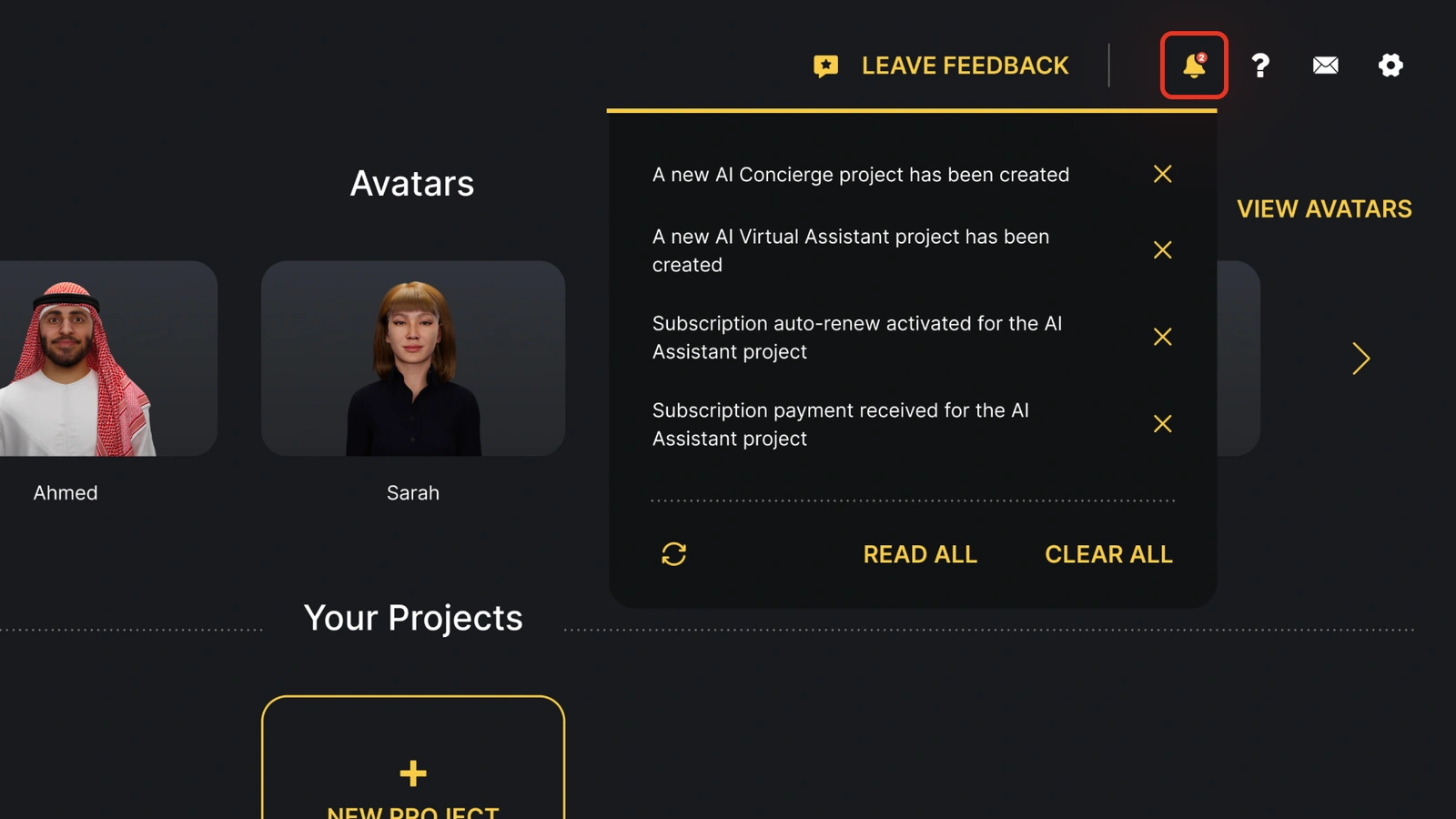 Avatar Project Notifications