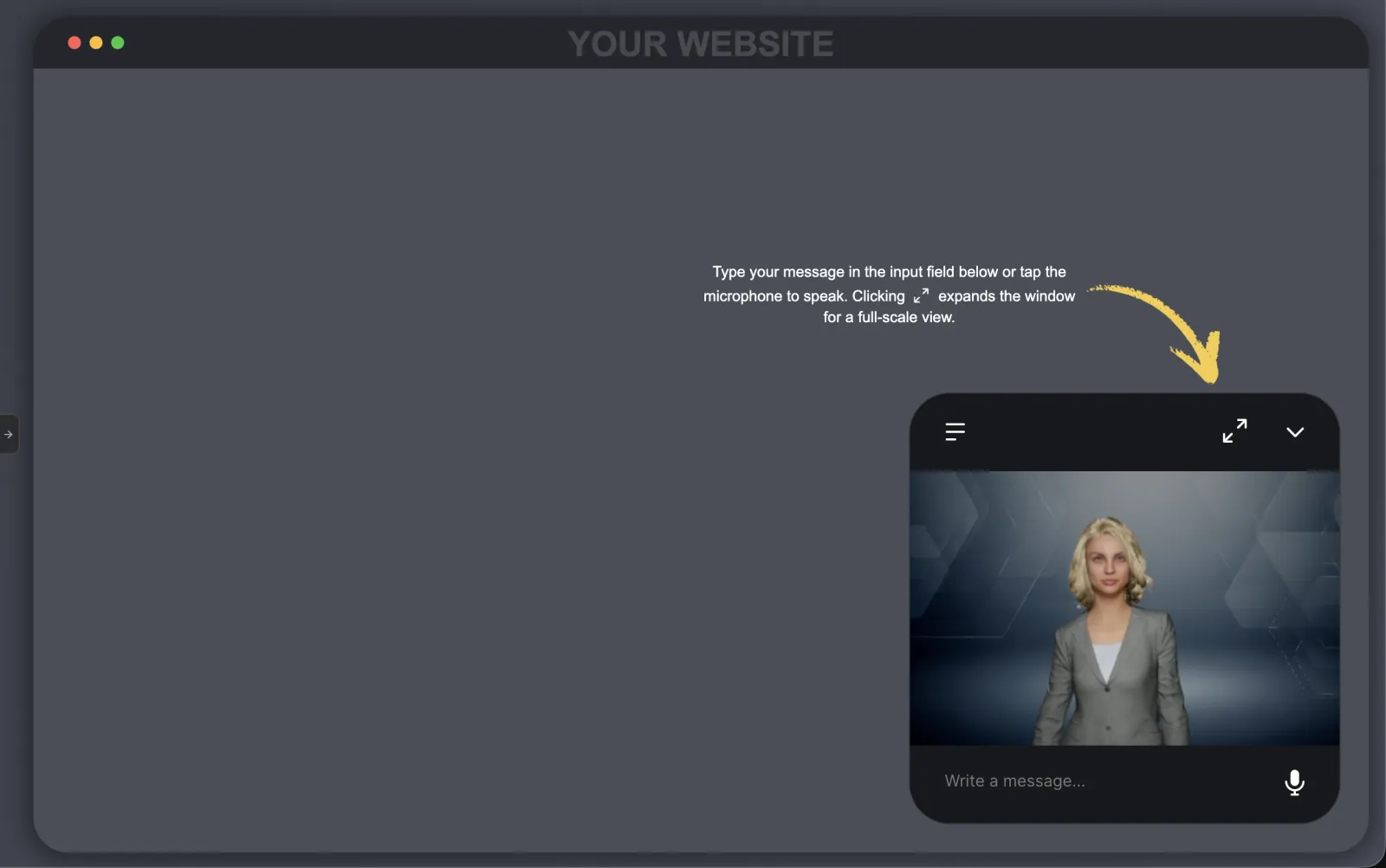 Genesis Studio AI avatar widget frame and controls in dark theme