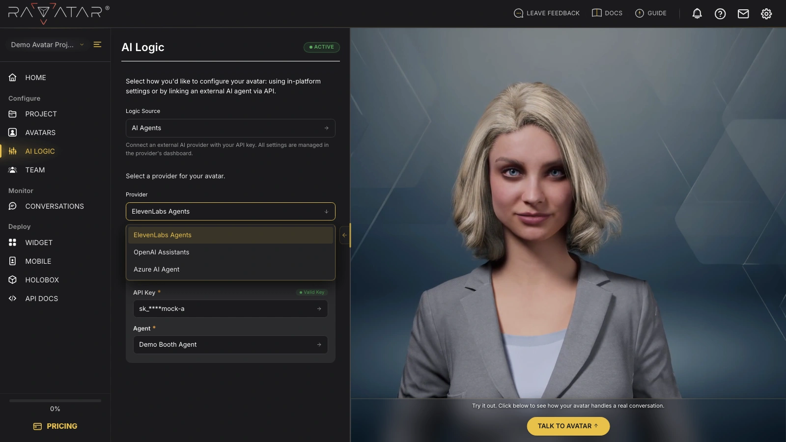 Genesis Studio choose agentic AI provider for avatar configuration