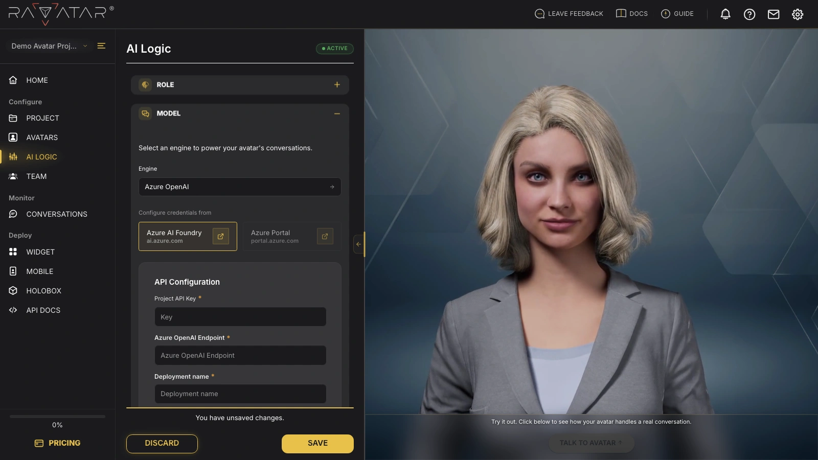 Genesis Studio configure Azure OpenAI LLM connection via Azure AI Foundry