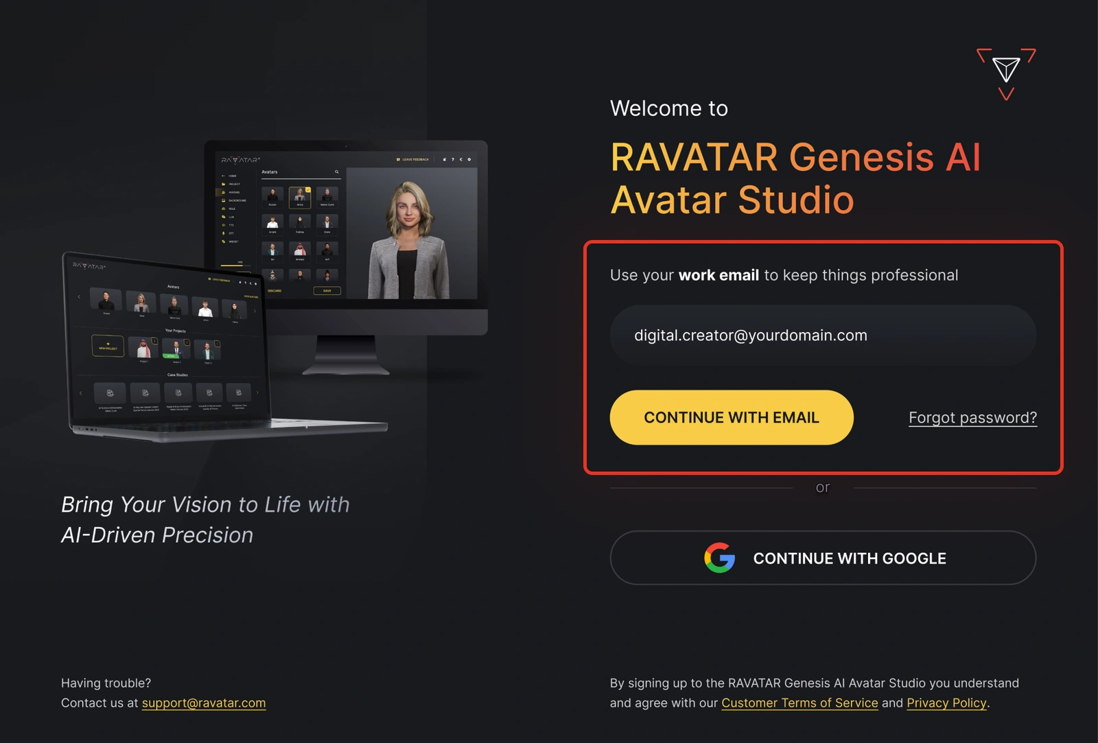 Genesis Studio create AI avatar account setup