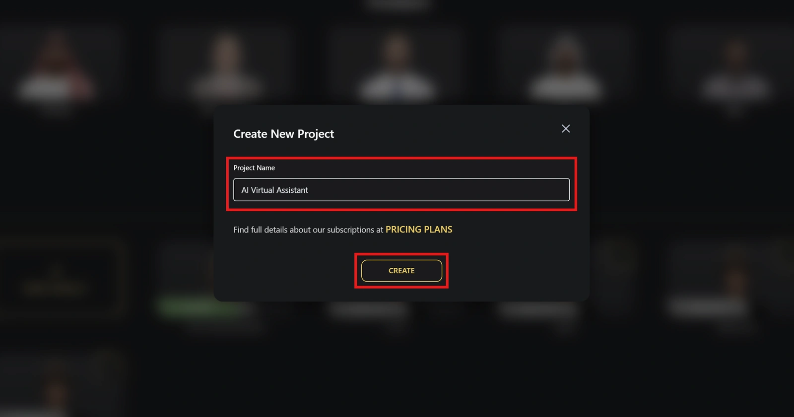 Genesis Studio create new digital human project form