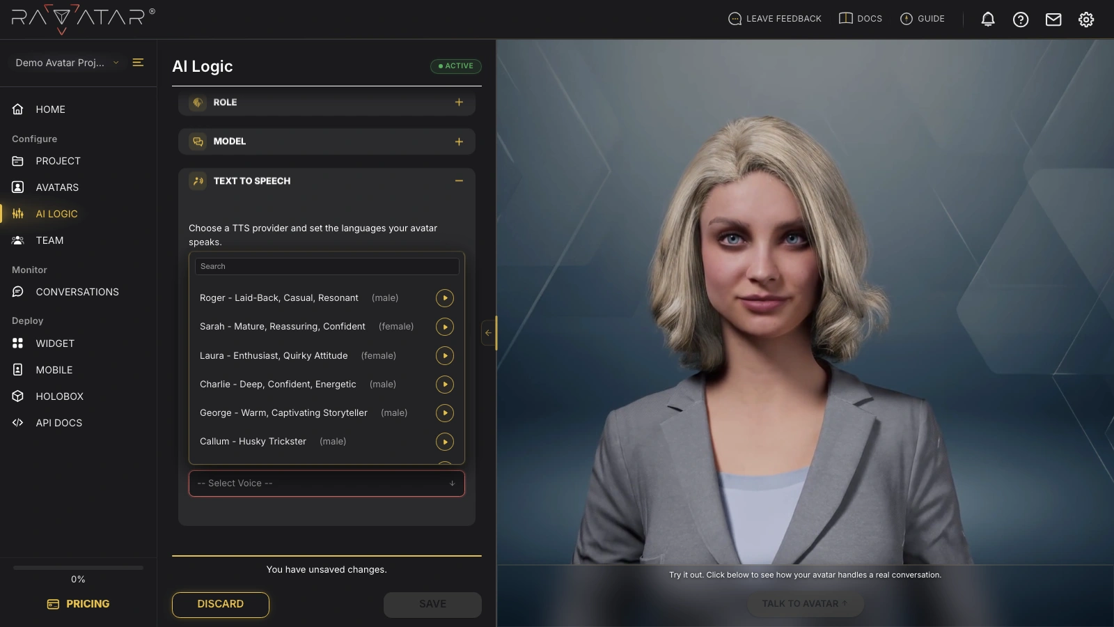 Genesis Studio ElevenLabs voice library for AI avatars