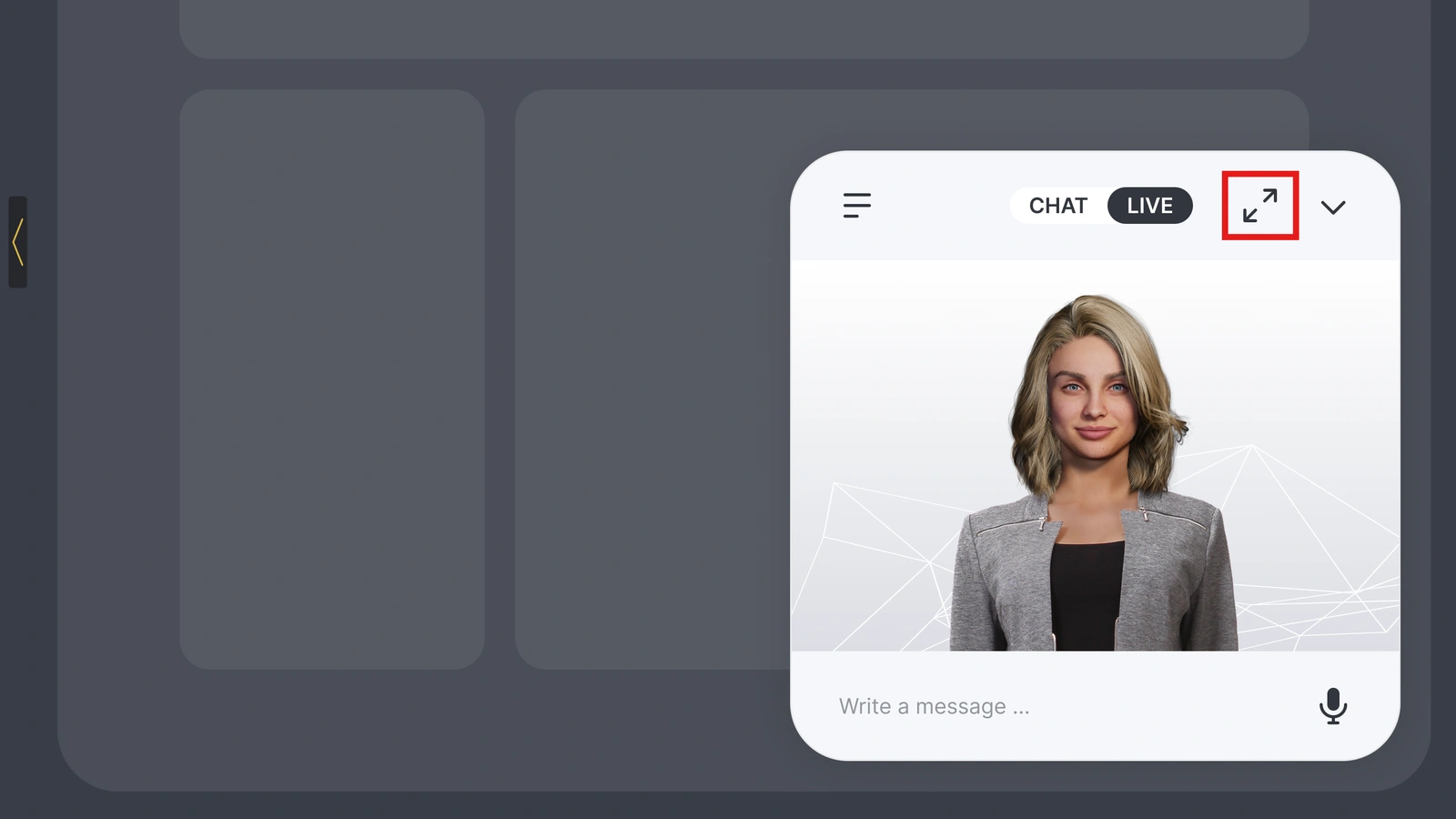 Genesis Studio expand AI avatar widget view option