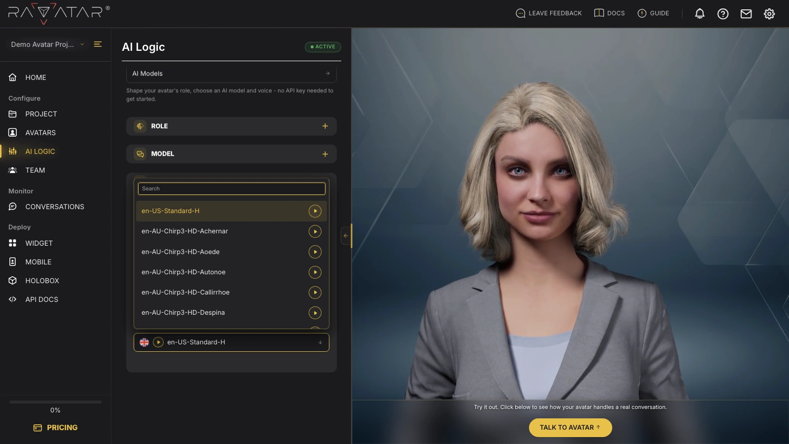 Genesis Studio listen to AI avatar Google voice sample