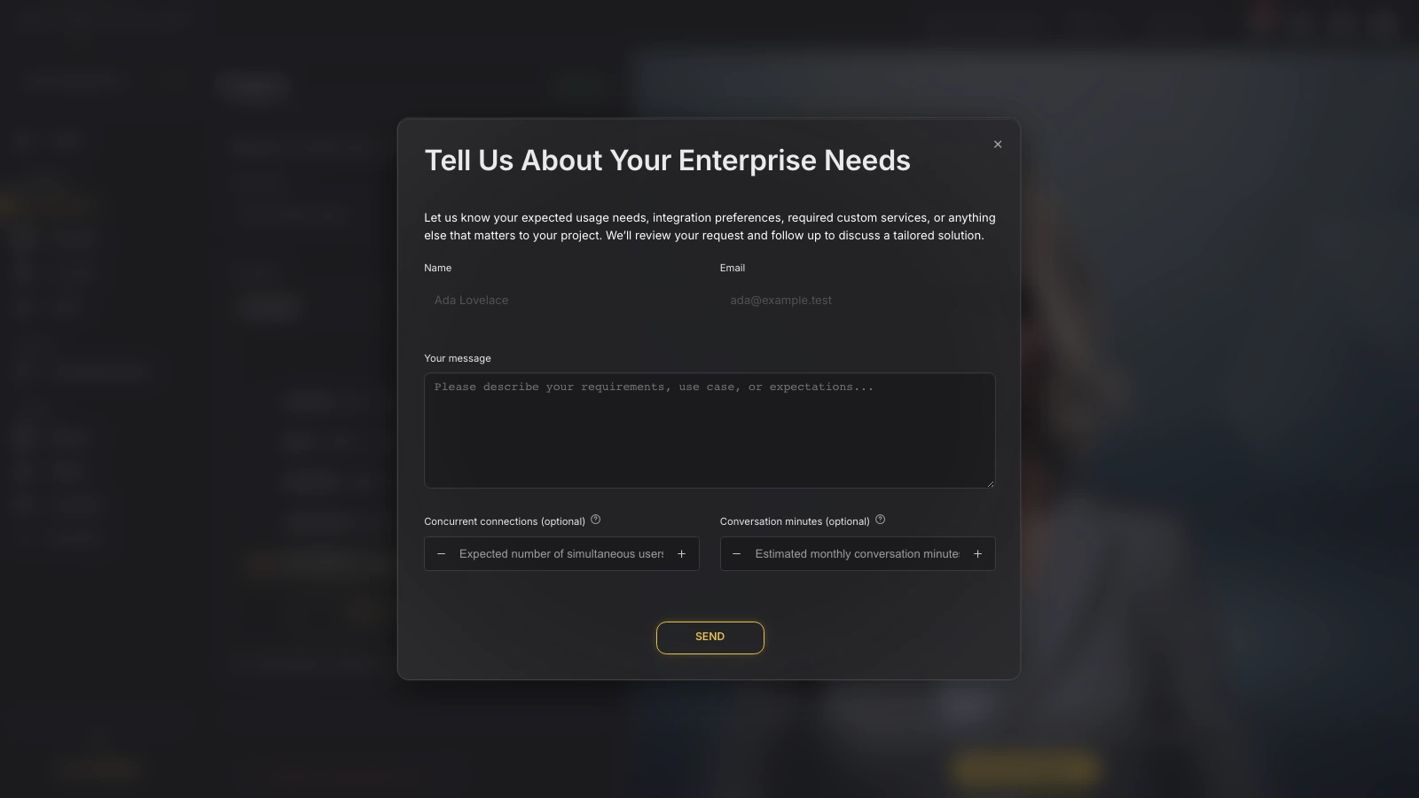 Genesis Studio request enterprise plan for AI avatar project