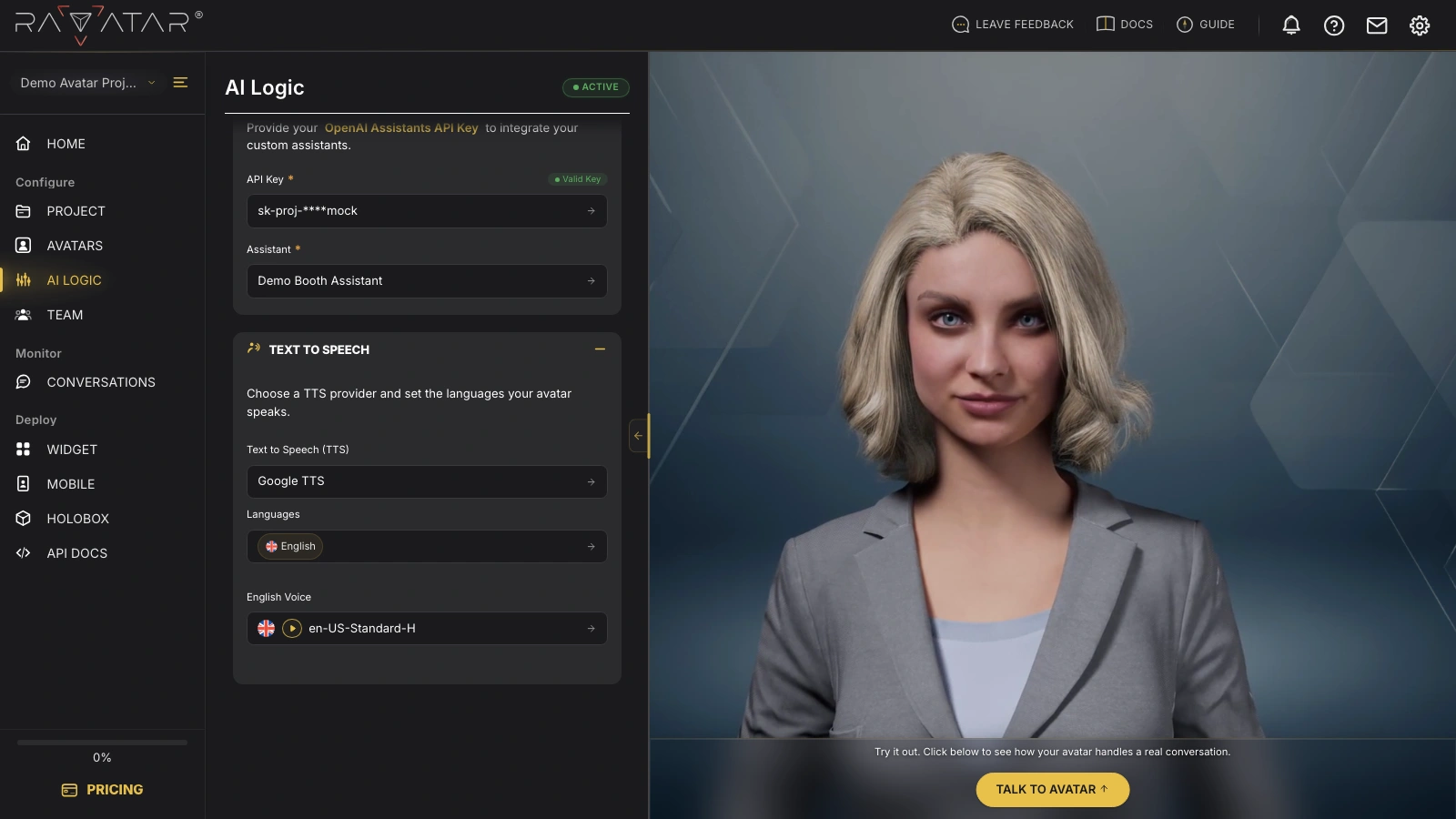 Genesis Studio TTS configuration for OpenAI assistants in agentic AI setup