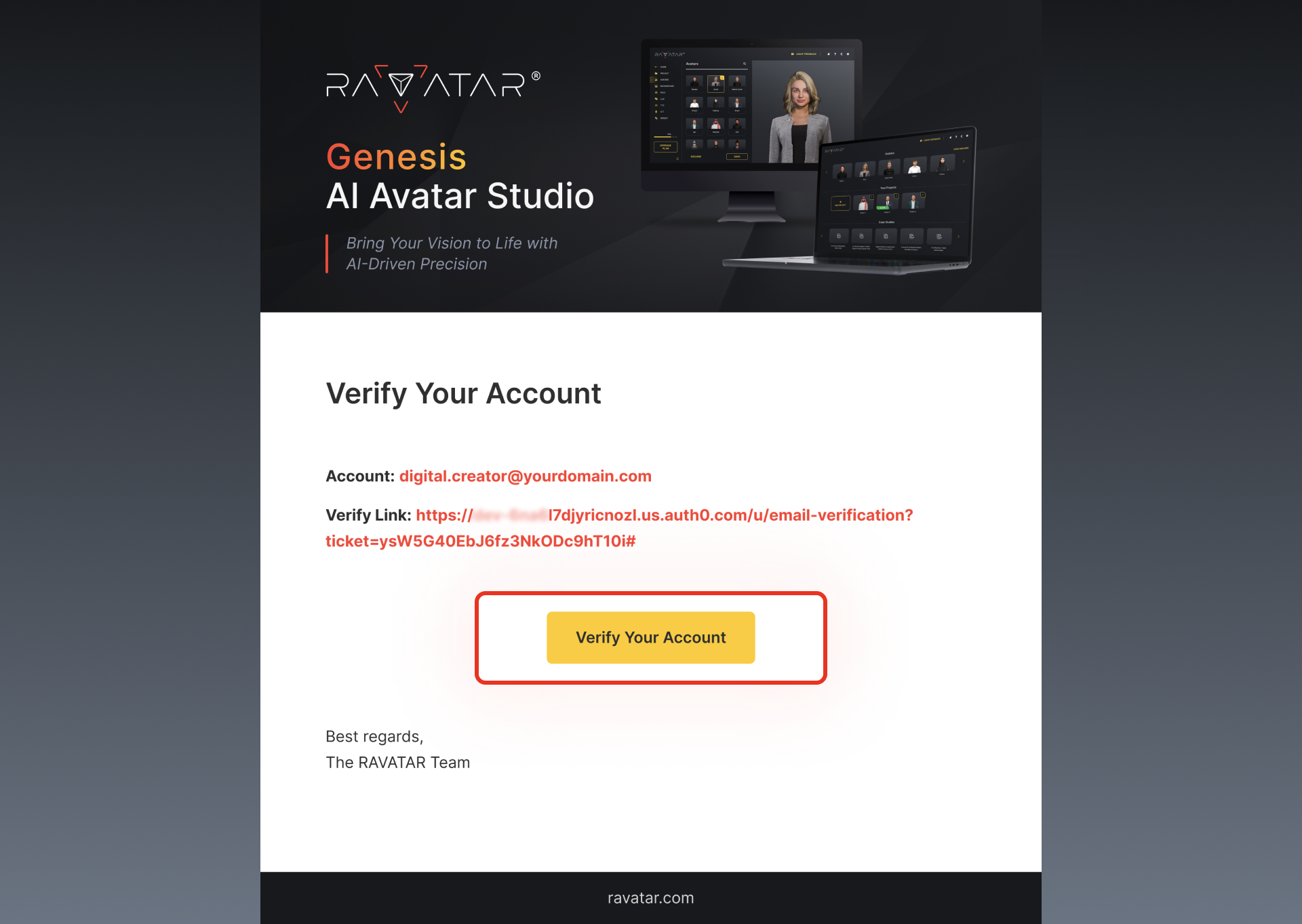Genesis Studio verify AI avatar studio account