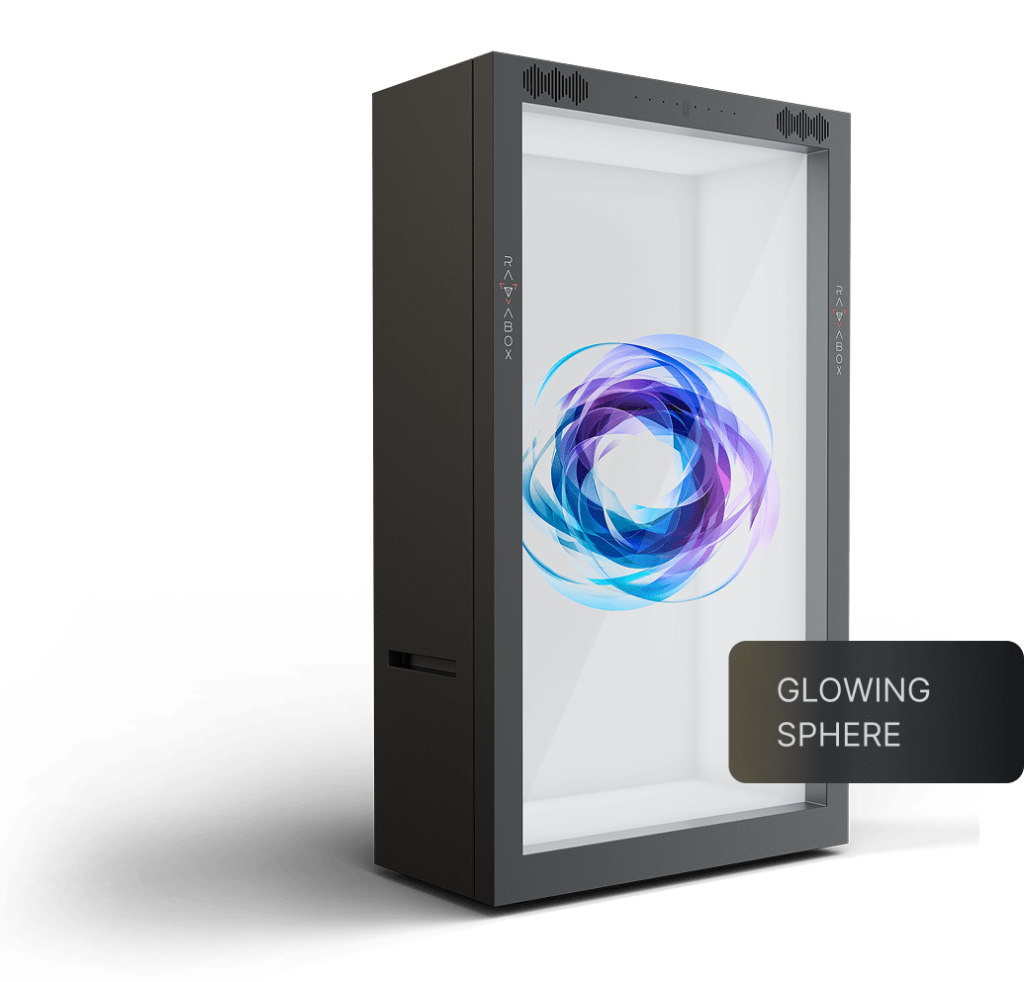 Ambient AI presence rendered as a glowing interactive holographic sphere for real-time interaction