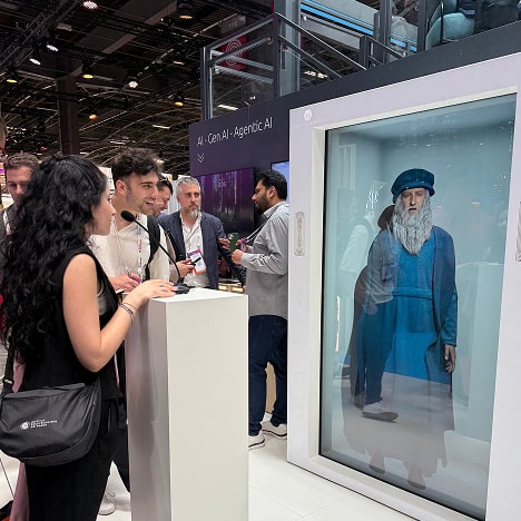 davinci ai conversational ai generator modeled after mona lisa creator shown at capgemini booth