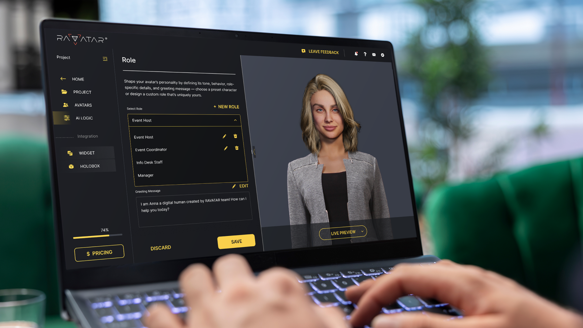 configuring AI host avatar behavior settings in Genesis ai avatar studio