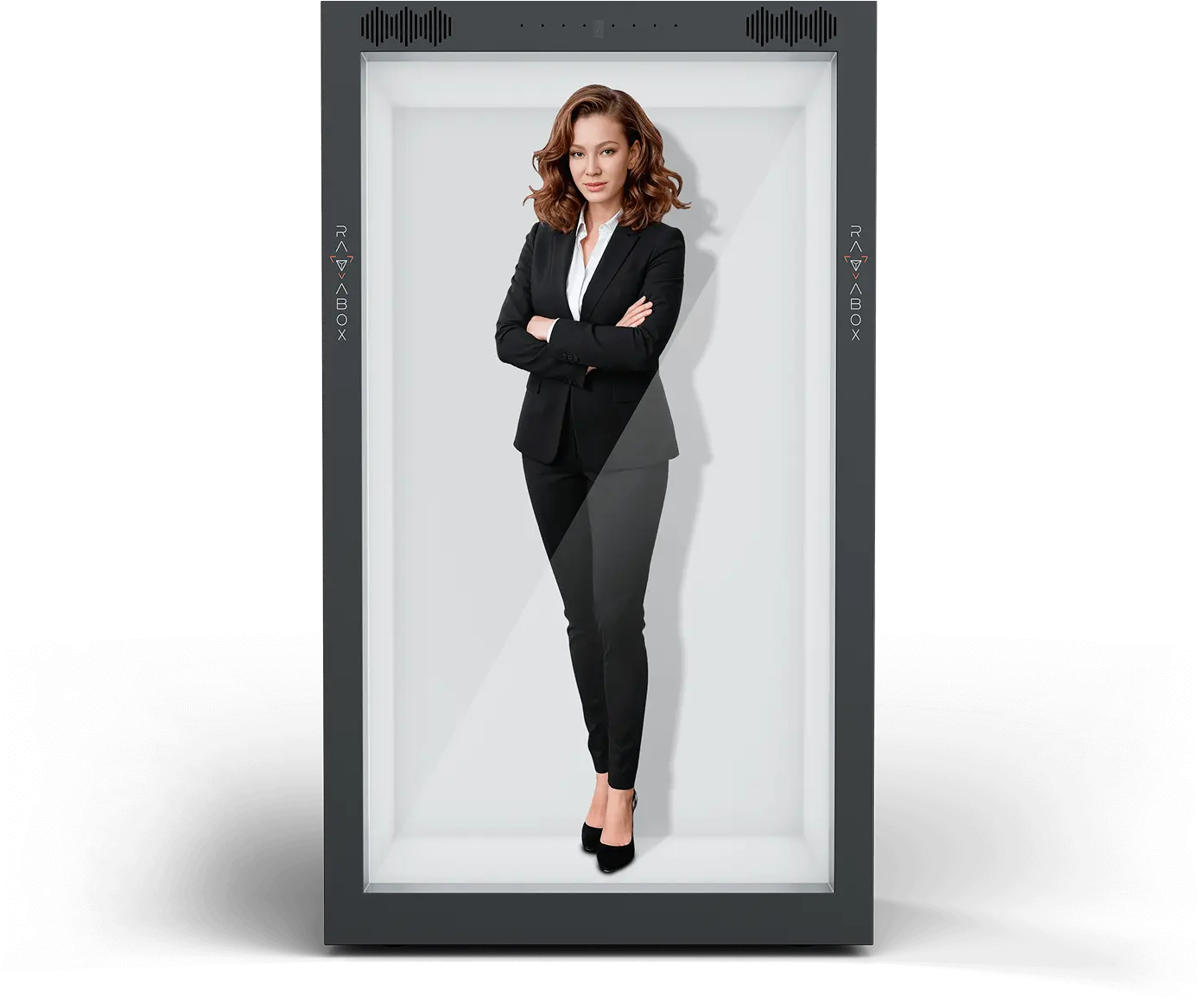 AI digital twin avatar standing in for an executive during a company keynote or branded appearance