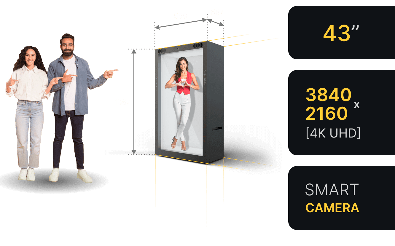 holobox M mid-size holographic unit for AI avatars at registration zones and info desks at conferences