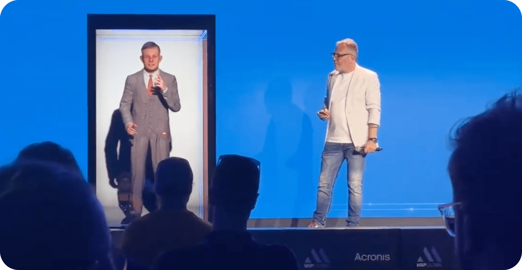 holographic keynote speaker alan turing ai avatar recreated using real-time ai systems and historical archives