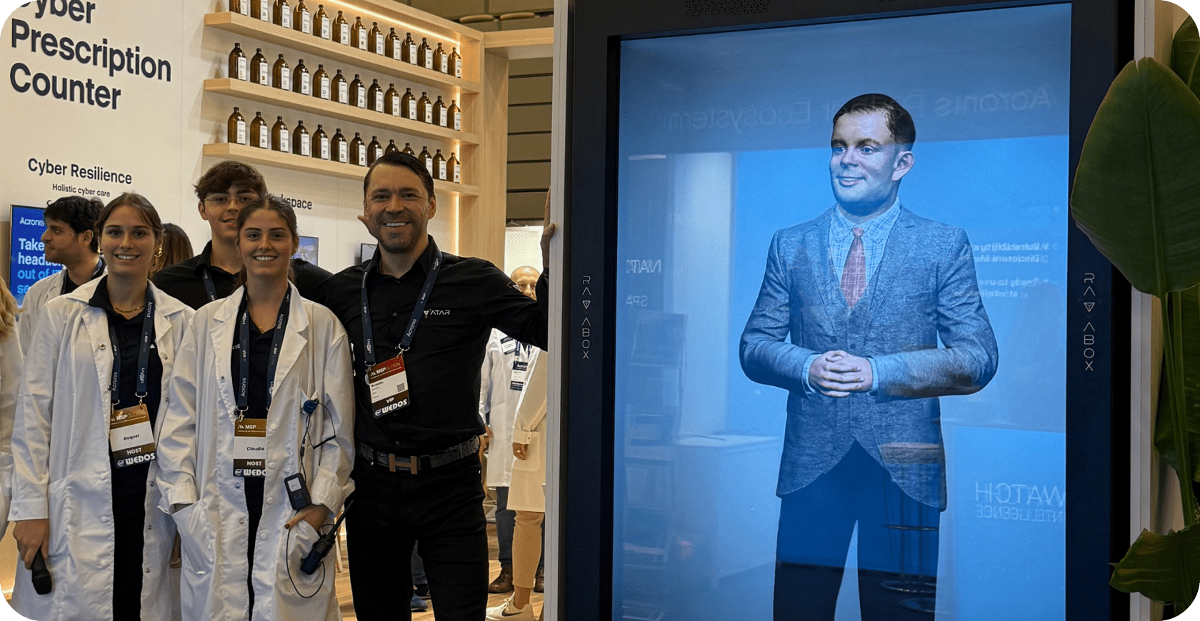 alan turing holographic ai avatar speaking live at msp global 2025 barcelona event