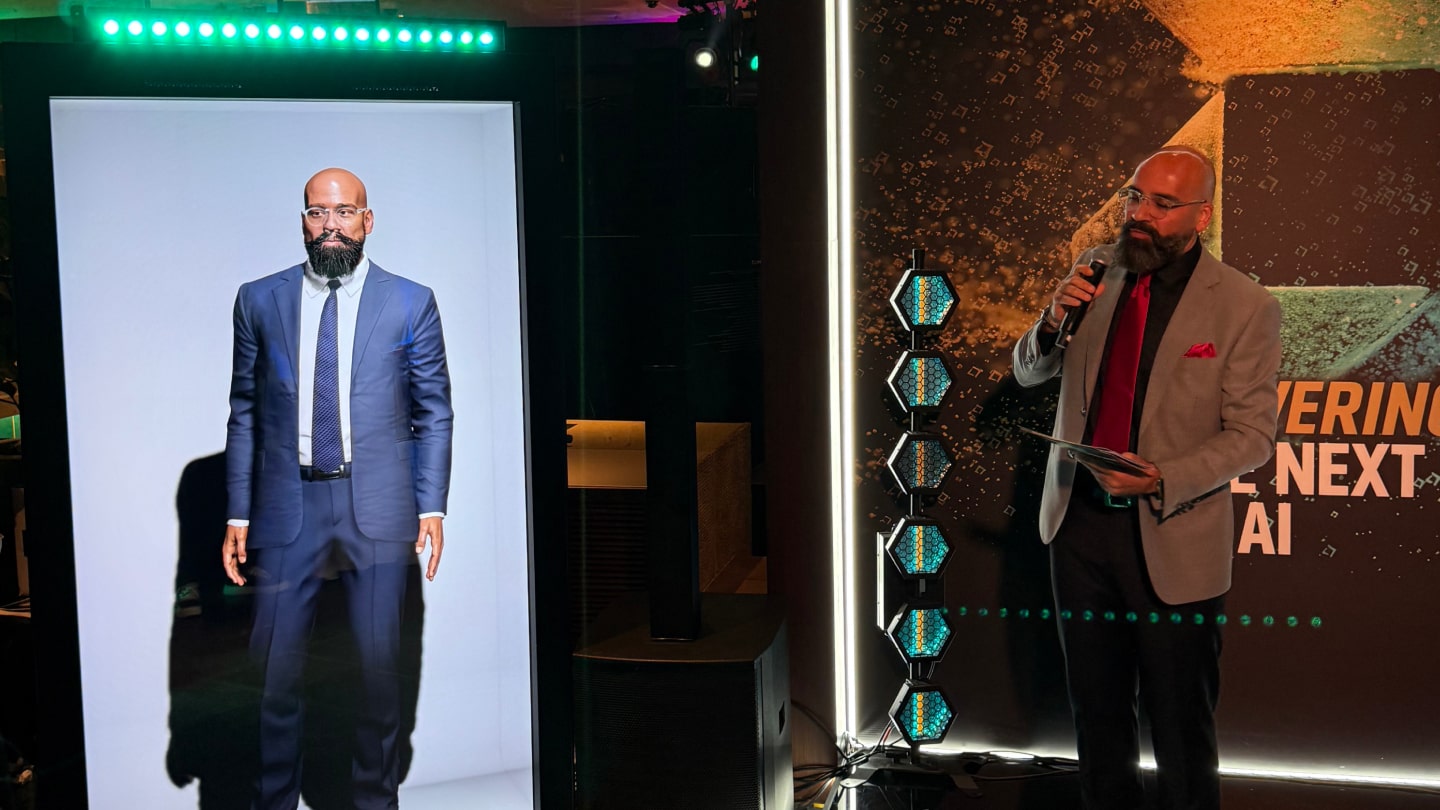 live holographic ai ambassador using amd epyc and radeon hardware during gitex global event