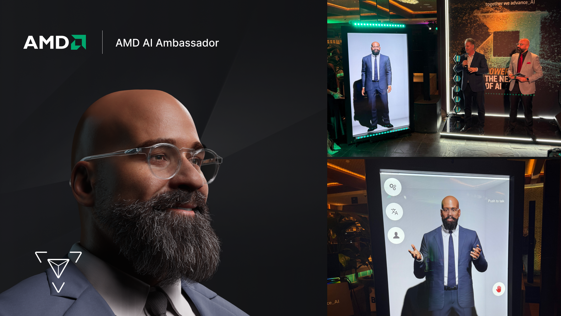 amd digital twin ai avatar on stage interacting live with executives at gitex 2025