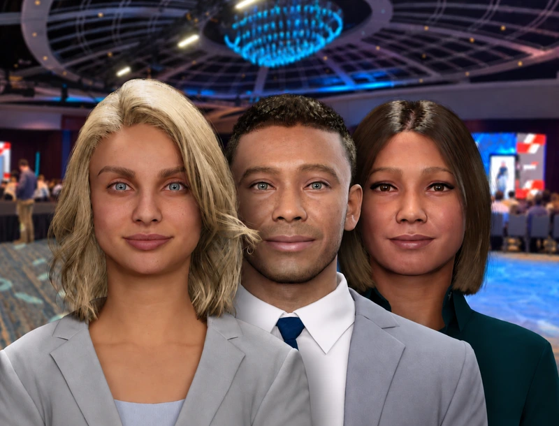Conference Trio Under Blue Lights
